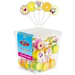 LS GROUP - Venta al por mayor Piruletas - Chupetes tutti frutti decorados (flores, frutas, corazones)0
