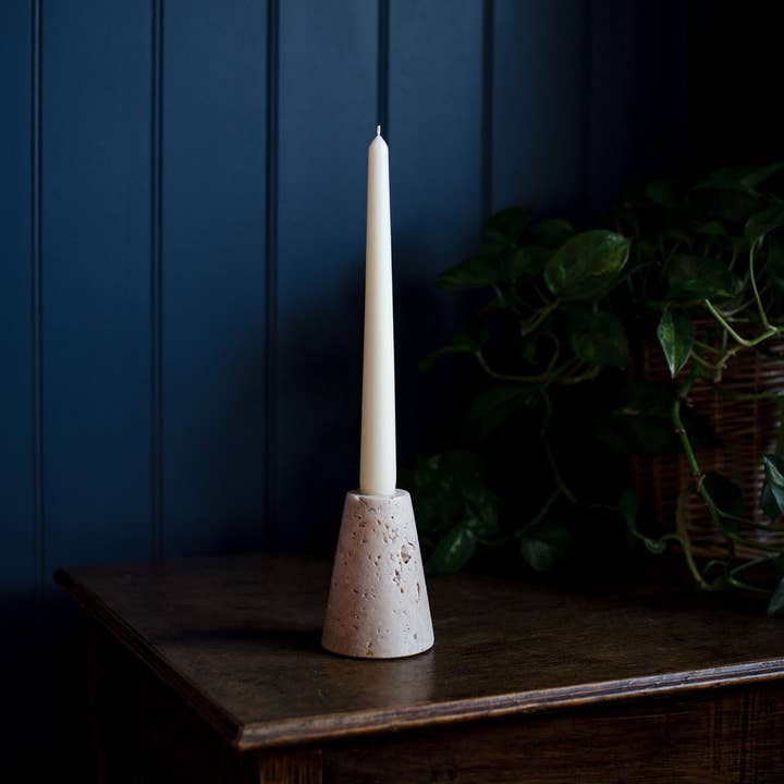 Arthur Cameron - Wholesale Candle Holder - Argyll - Travertine Conical Shaped Candlestick Holder