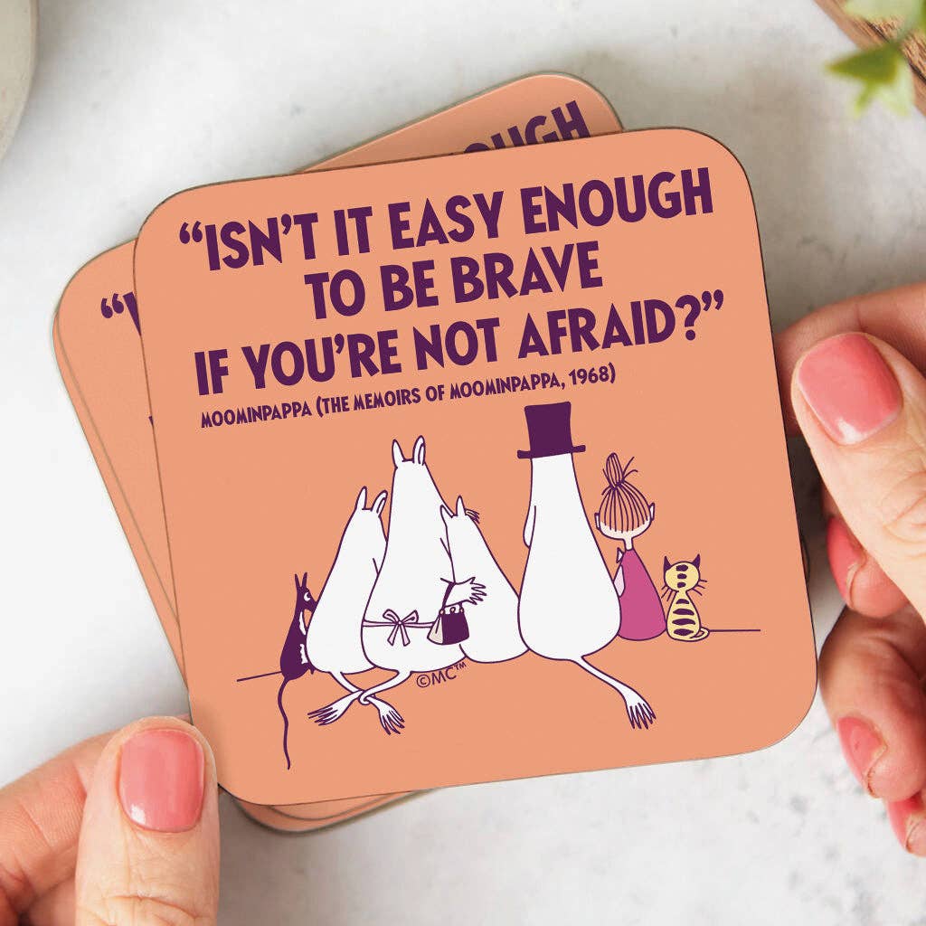 Moomin US Official - Wholesale Coasters - Moomin Be Brave The Memoires Of Moominpappa Quote Wooden Single Coaster2