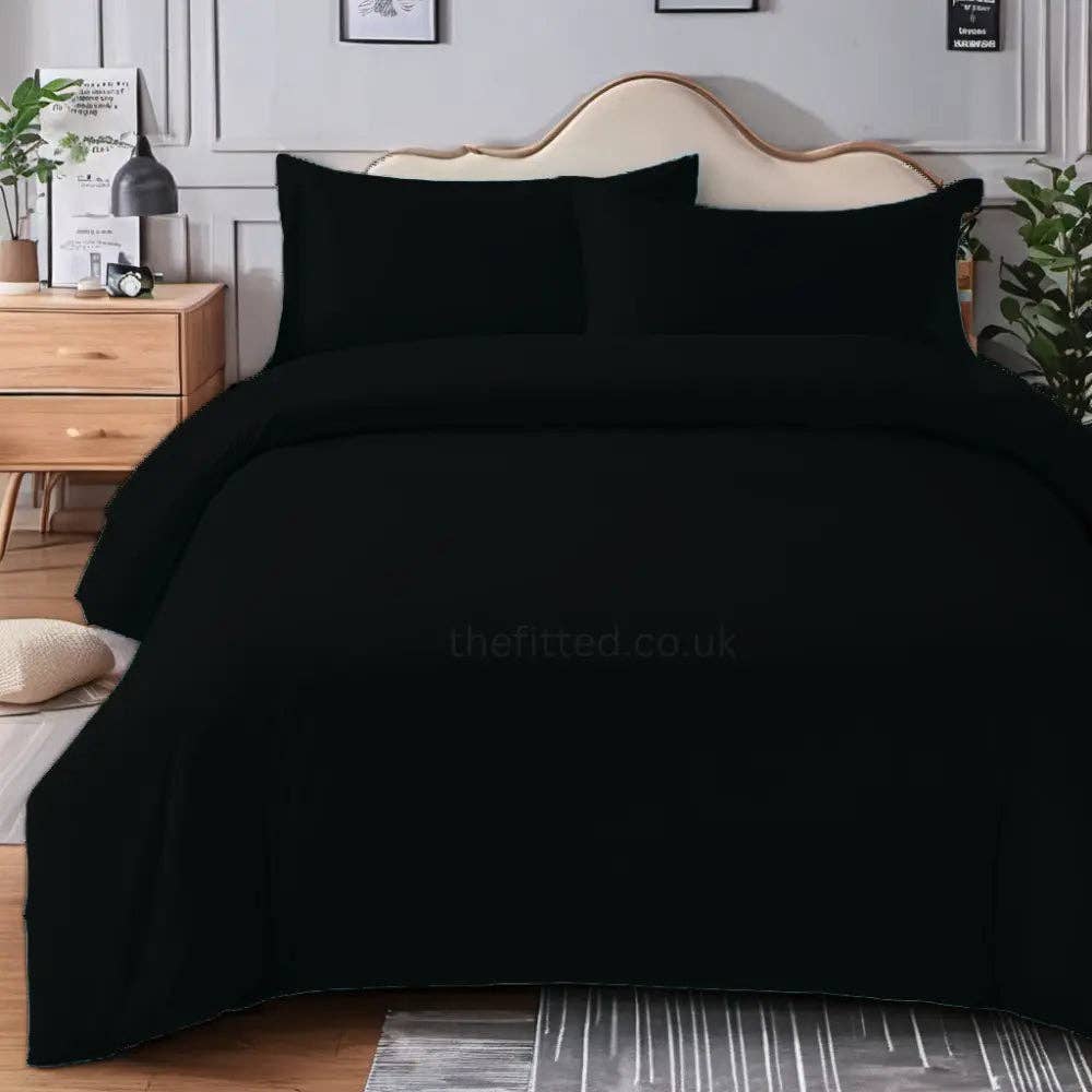 The Fitted Sheets – wholesale Bedding set – Black Mfiber Plain Duvet Cover Set with Matching Pillowcase5
