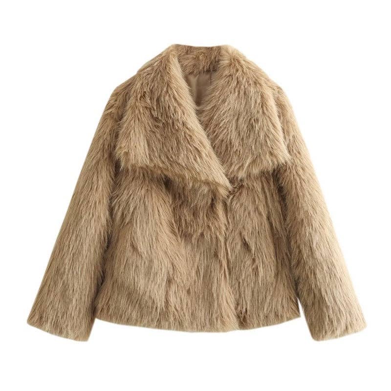 safistyle - Wholesale Fur/Faux Fur Coat - Women's - Loose Faux Fur Collar Coat2