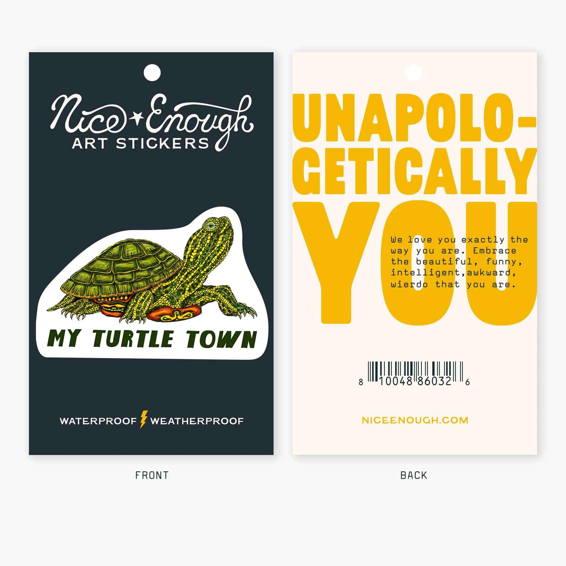 Nice Enough Stickers – Engroshandel Klistermærke – Fast Turtle - 3" navnedråbeklistermærke2