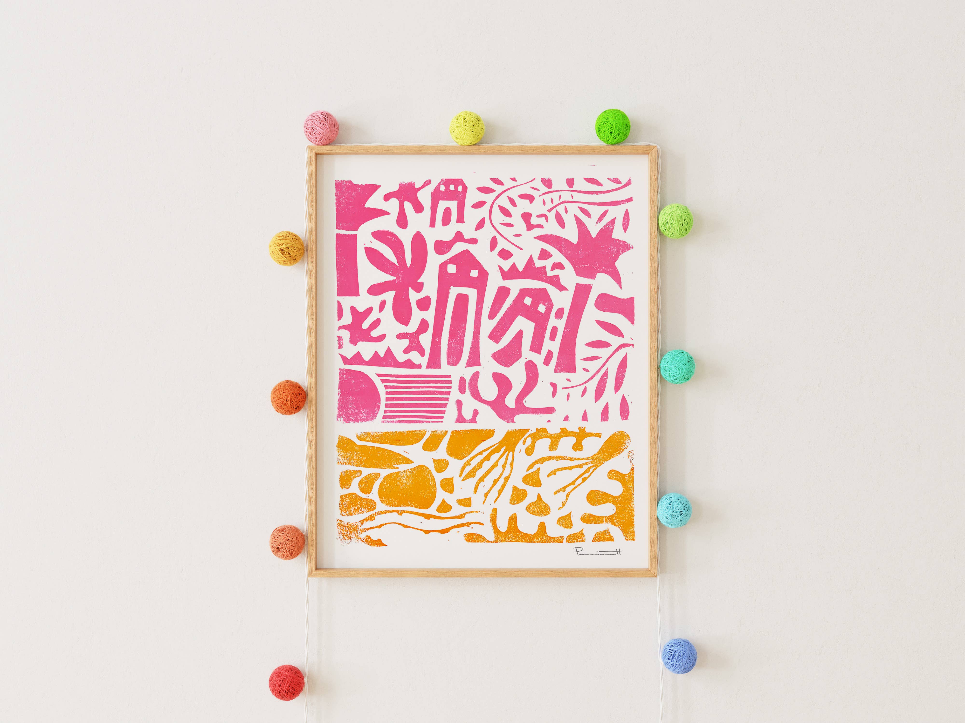 Valerie Perreault Studio - Wholesale Art Print - "Sunset" - Linocut Fine Art Print  0