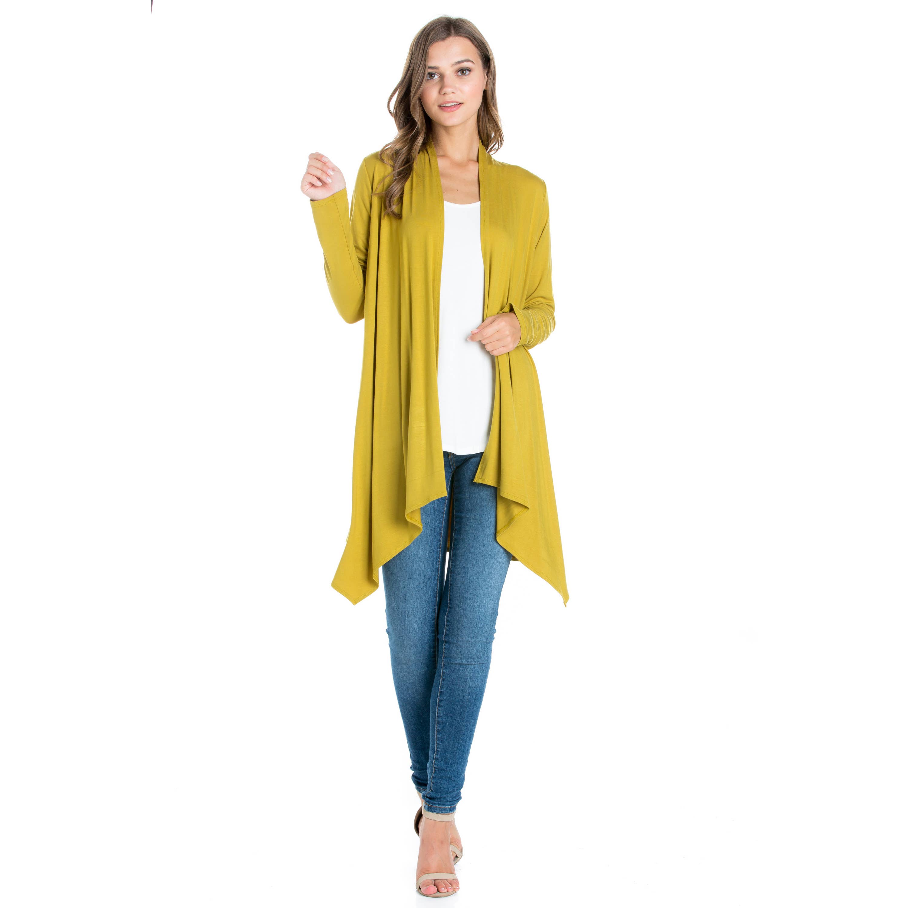 Azules Clothing – Großhandel Strickjacke – Damen – AJK-3006RS Langärmeliger Cardigan mit offenem Vorderteil und Wasserfallausschnitt19