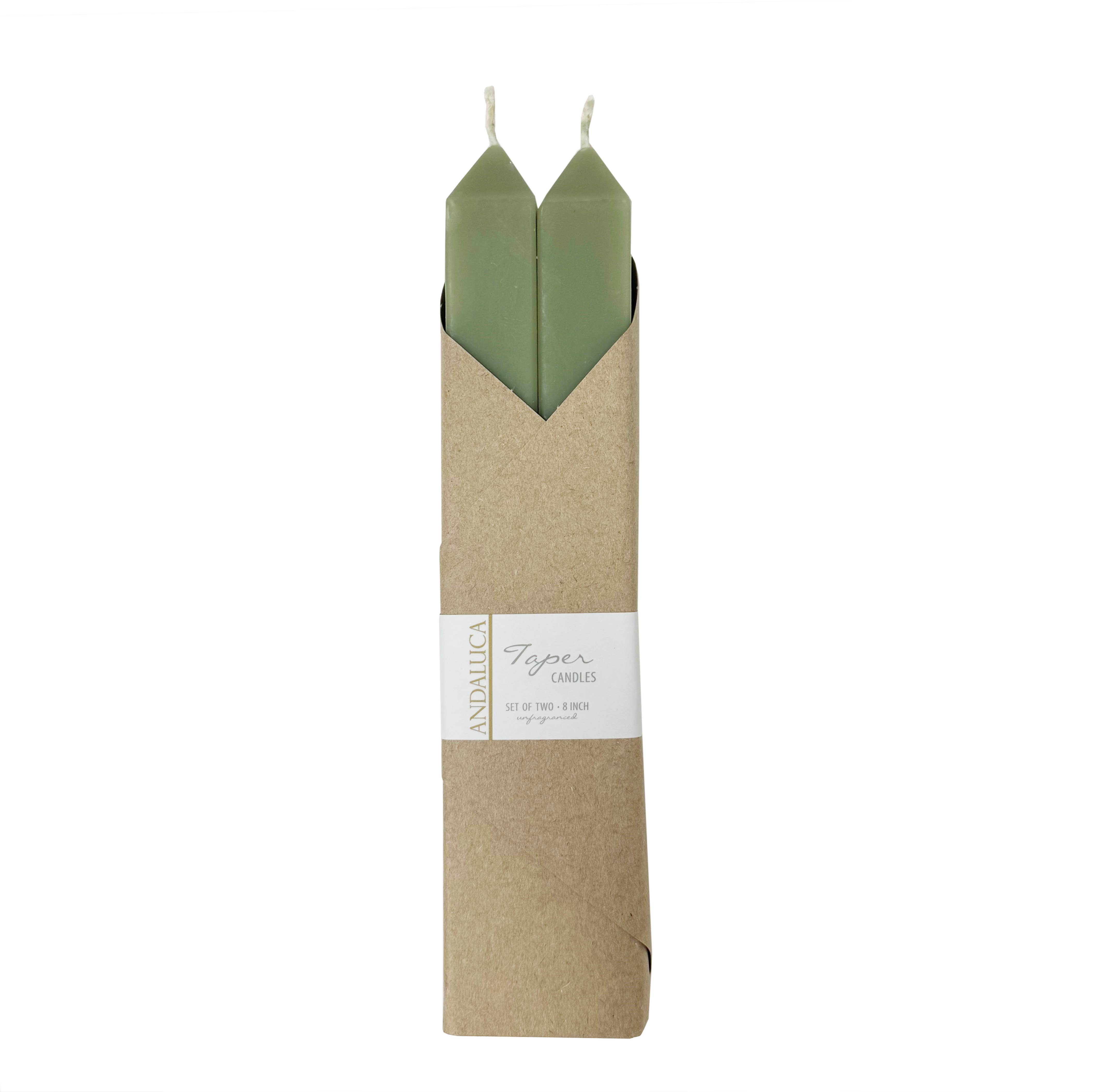 Andaluca - Wholesale Jar/Filled Candle - Green Square Taper Candles (Set of 2)