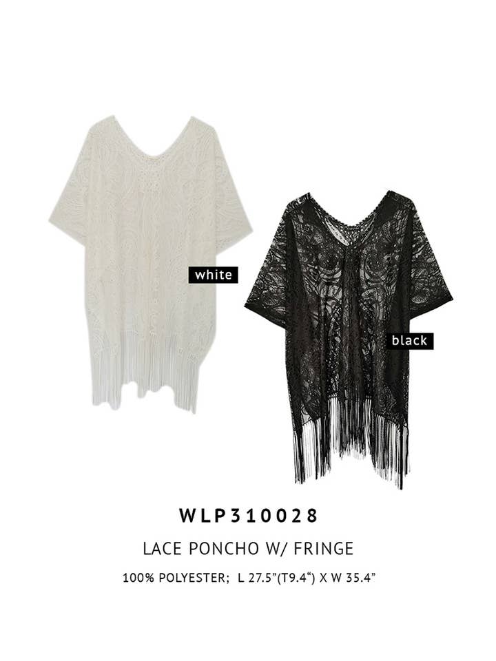 Hana – wholesale Strandkläder – Dam – Sommarponcho Strandöverdrag med lövspets2