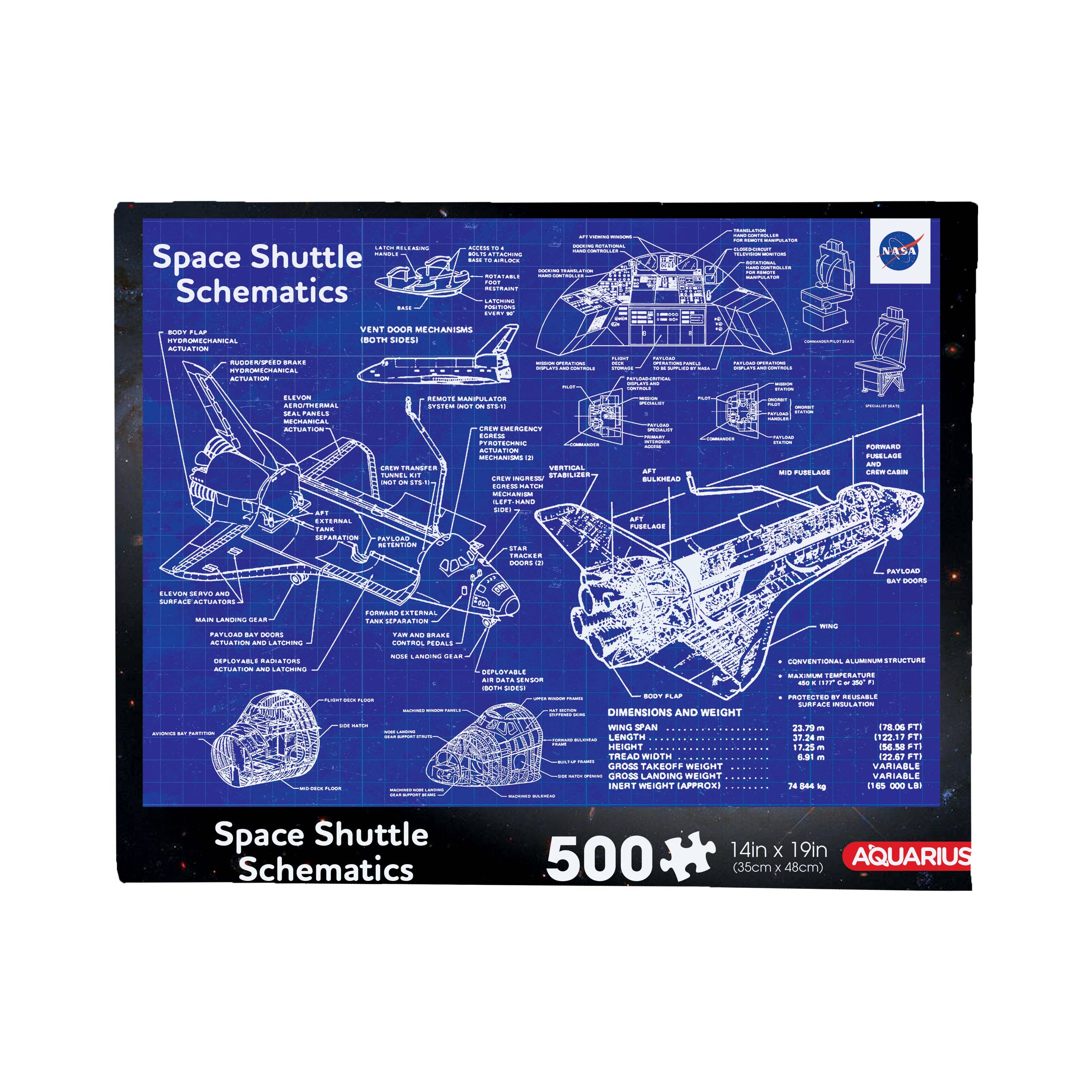 AQUARIUS, GAMAGO, ICUP, & ROCK SAWS by NMR Brands - Wholesale Puzzle - Adult - NASA - Shuttle Schematic 500 Piece Jigsaw Puzzle