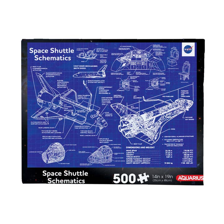 NASA - Shuttle Schematic 500 Piece Jigsaw Puzzle for wholesale by AQUARIUS, GAMAGO, ICUP, & ROCK SAWS by NMR Brands