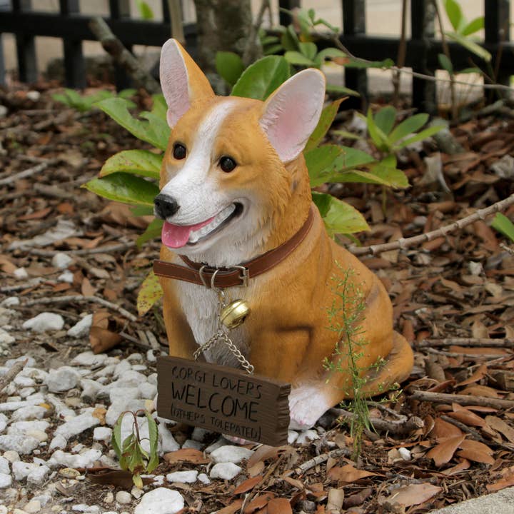 Zeckos – wholesale Outdoor ornament/decor – 11.5 Inch Tall Welsh Corgi Dog Realistic Welcome Statue
