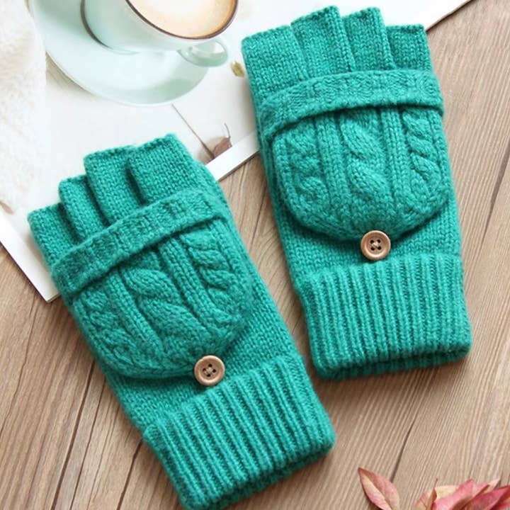 Happy Knits - Wholesale Gloves - Women's - Flip-Cover Wool Gloves for Women - Fingerless Winter Gloves6