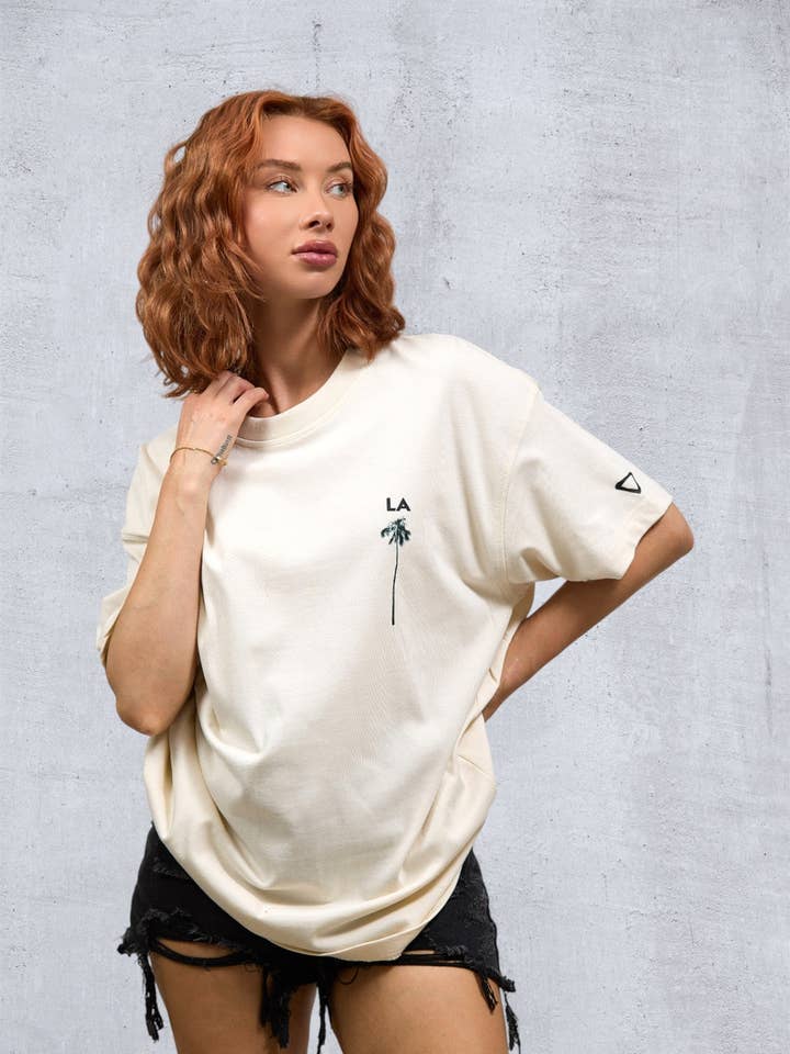 LA SINGLE PALM Women oversized t-shirt for wholesale by Trio Urban