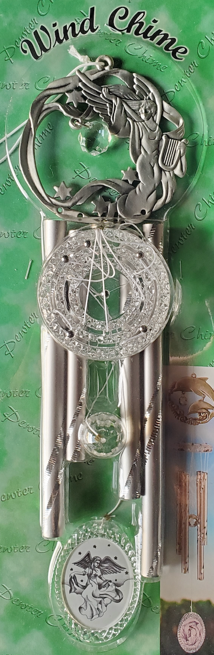 29 Tonight - Wholesale Wind Chime - Pewter with Deluxe Acrylic Chime (Angel) 18"0