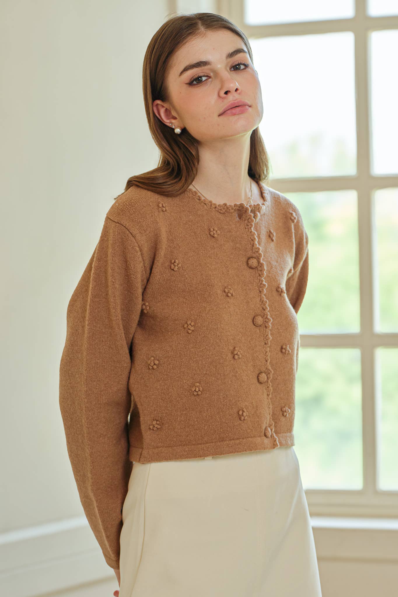 ROSIE POSIE - Wholesale Cardigan - Women's - RP2579 - Pom Pom Buttoned Cardigan3