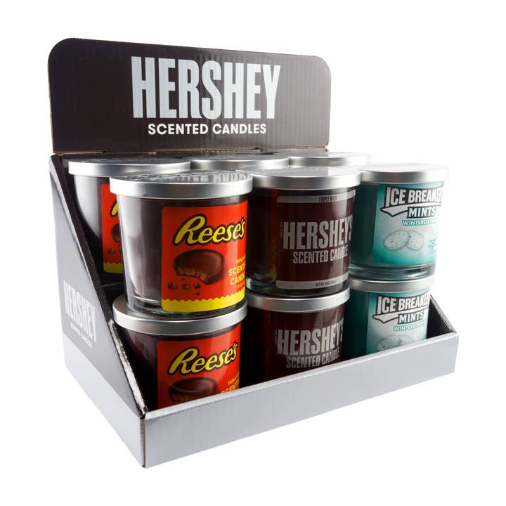 Cannatron - Wholesale Novelty Candle - Hershey’s Assorted Candy Candle Display – 14oz – 9ct1