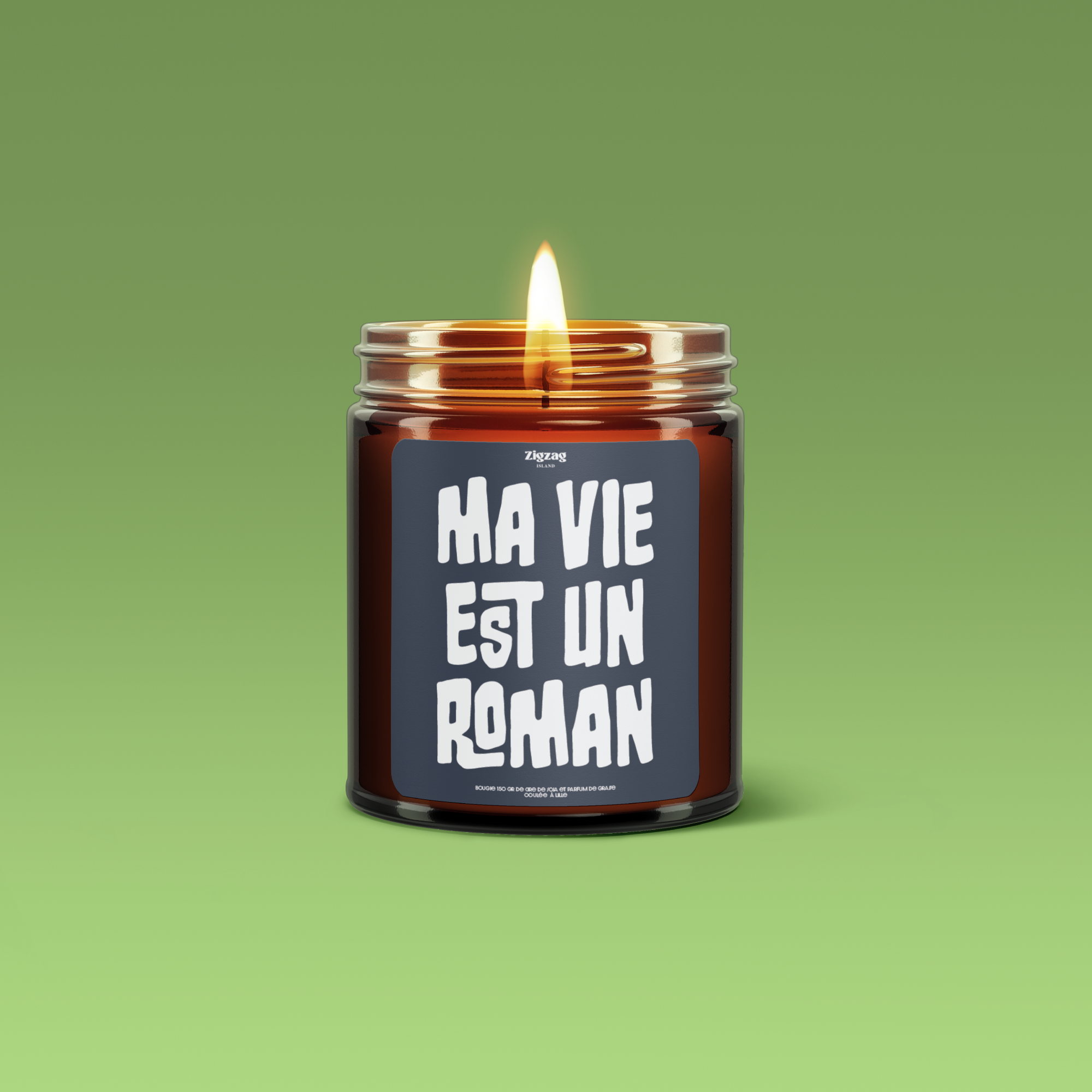 Zigzag Island - Wholesale Jar/Filled Candle - CANDLE LITERARY MESSAGES 'MY LIFE IS A NOVEL'0