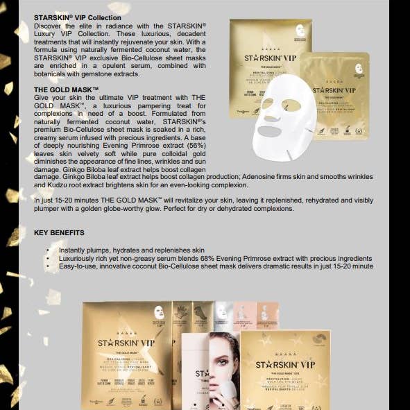 STARSKIN - Wholesale Skincare Face Mask - Gold Revitalizing Bio-Cellulose Face Mask4