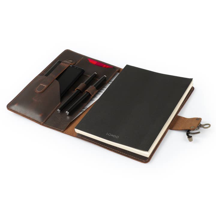 Londo - Wholesale Journal Cover - Londo Personalized Top Grain Leather Portfolio with Notepad (Snap Closure & Lock)72