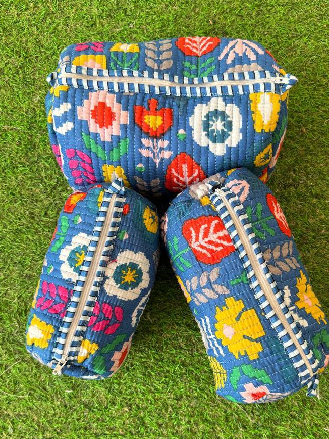 Multicolor Floral Design Cotton Bag Makeup Bag Women Bags for wholesale by bhavnas boutique