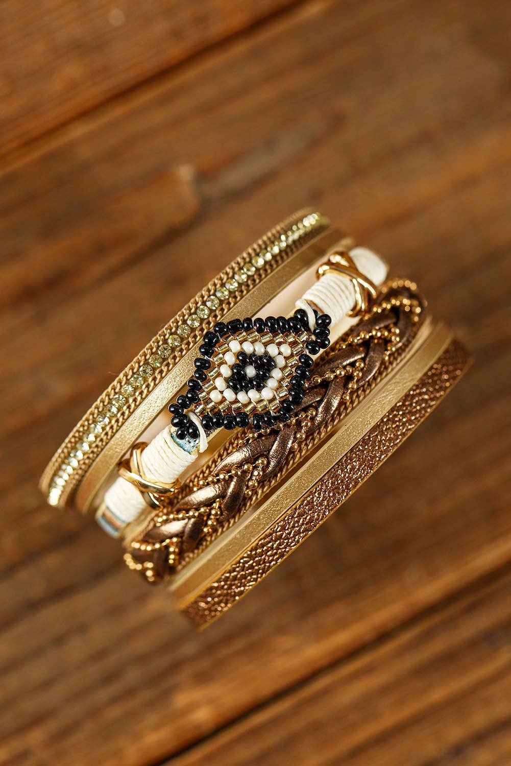 Multicolor Rhinestone Beaded Magnetic Buckle Bracelet for wholesale on Faire1