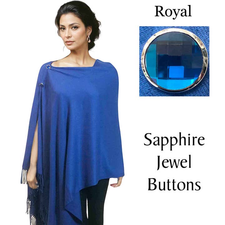 The Magic Scarf Company - Wholesale Poncho – Women's - 534 - Cashmere Feel Button Poncho/Shawls/Jeweled8