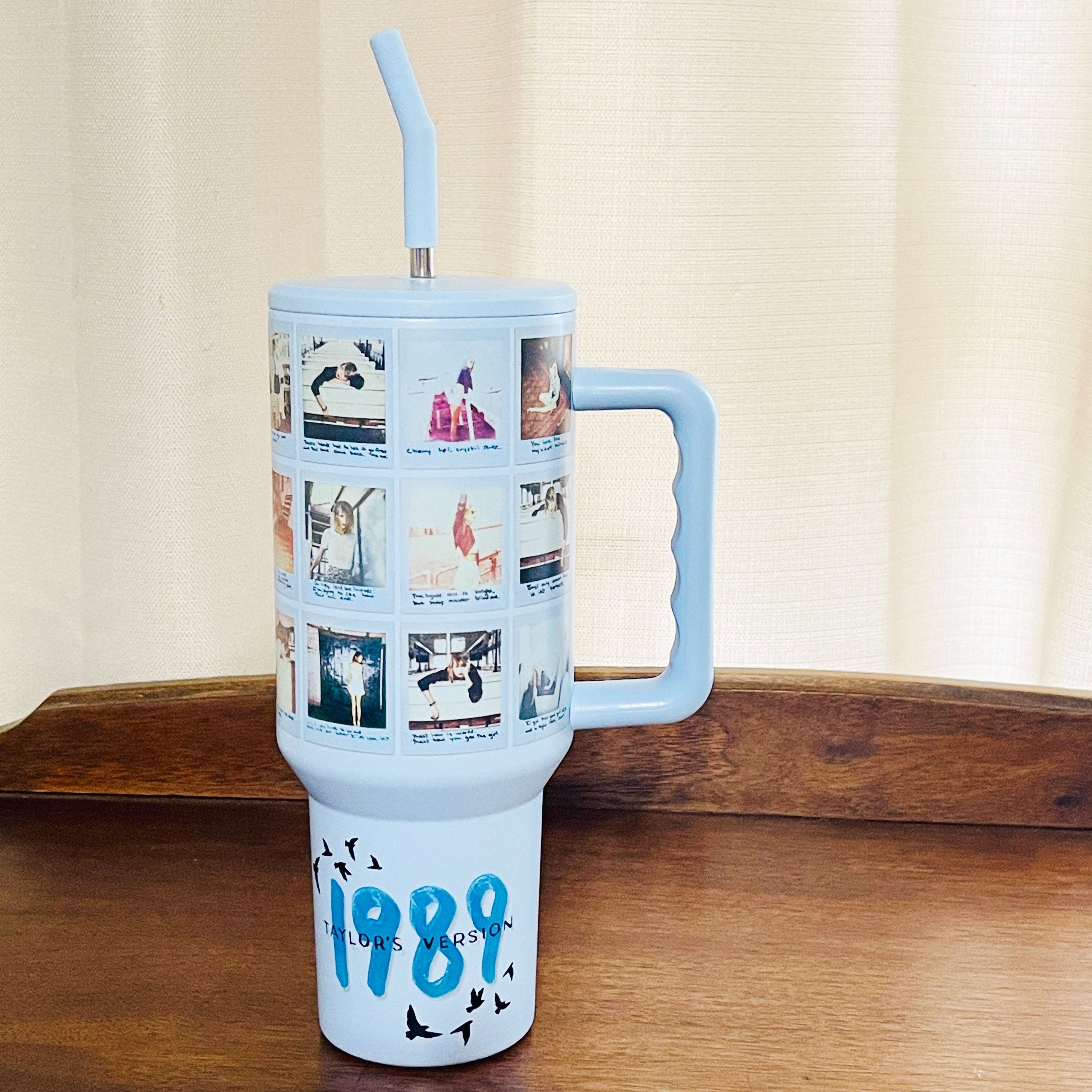 Sonny Rising - Wholesale Insulated Mug/Tumbler - 40oz Tumbler with Lid and Straw, 1989 Polaroids on Blue2