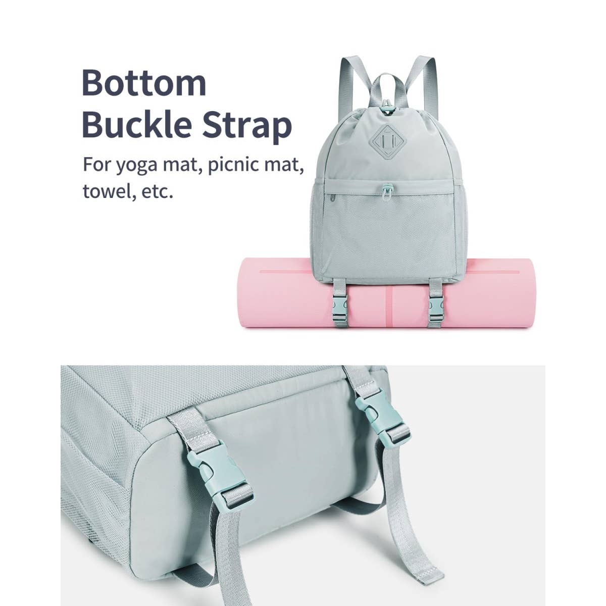 wandf - Vente Sac à cordon de serrage – unisexe - Sac à dos de sport avec cordon de serrage et sangle pour tapis de yoga56