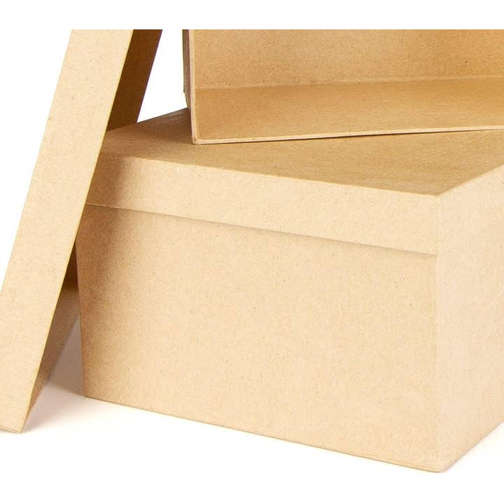 Factory Direct Craft - Wholesale Decorative box - Premade 3-Piece Nested Paper Mache Square Box Set4