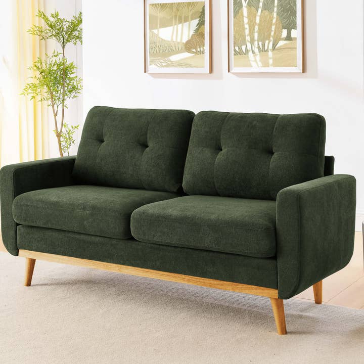 39F Inc. - Vente Canapés - Canapé d'appoint capitonné de 67,7 pouces de style mi-siècle avec pieds en bois36