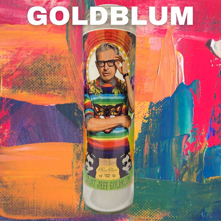 Luminary Jeff Goldblum Prayer Altar Candle for wholesale by The Luminary and Co.
