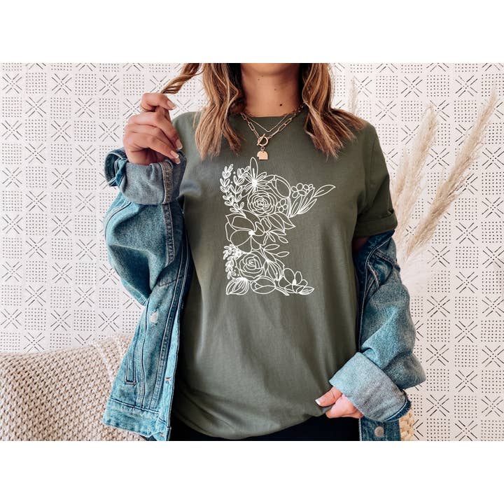 Autumn Rose Co. - Wholesale Screen Printed T-Shirt - Women's - Minnesota Floral Tee, Minnesota Graphic Shirt, MN Tees7