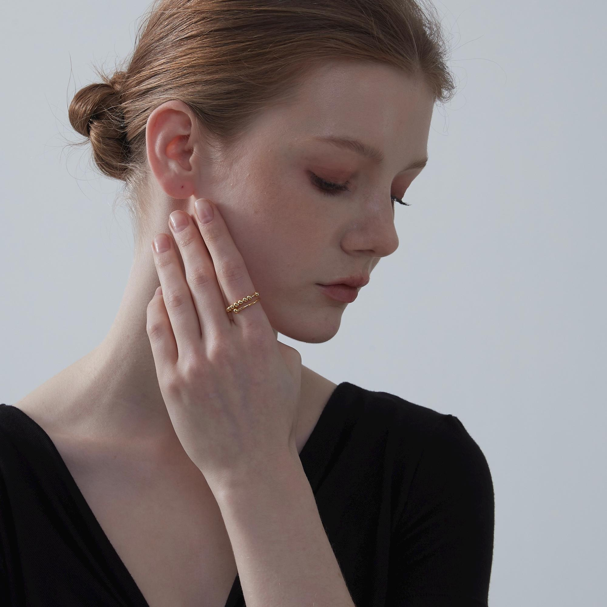 Perimade & Co. LLC - Venta al por mayor Anillo de banda/apilable - Anillo giratorio con cuentas antiestrés en plata esterlina 9255