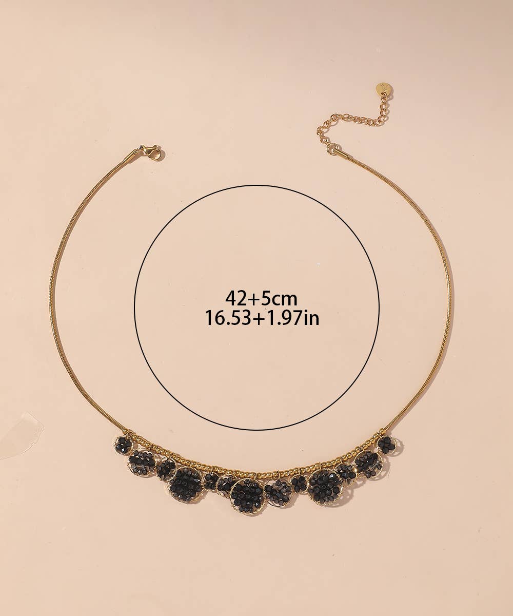 Blossom bijoux - Vente Collier ras-de-cou - Collier acier inoxydable perles cristal 25CA0121