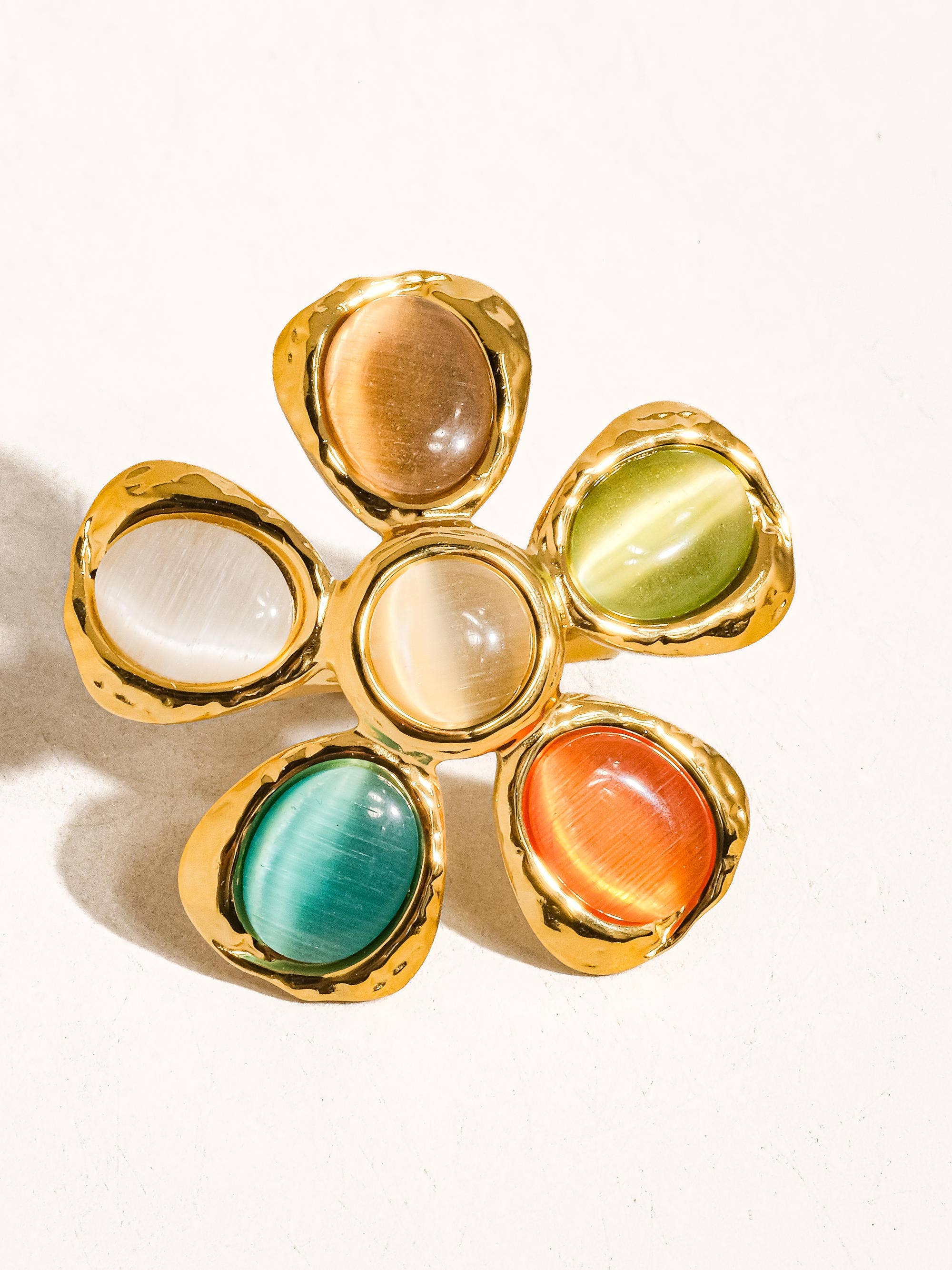 Multi-farvet Stephane 18K Ikke-Anløbende Vintage Sten Blomster Ring for engroshandel på Faire3