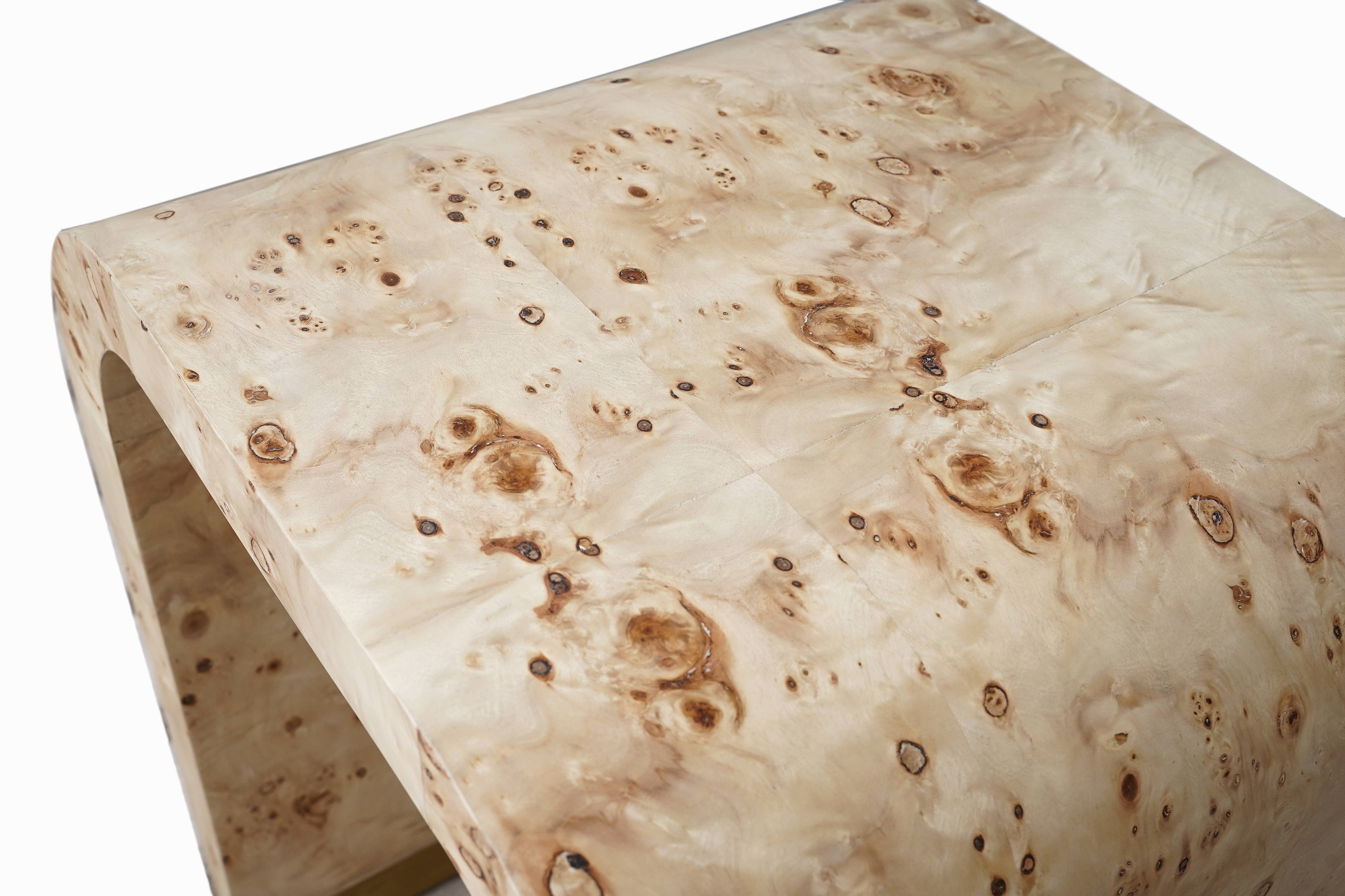 LR Home - Wholesale Side Table - Burl Wood Accent End Table with Brass-Wrapped Feet5