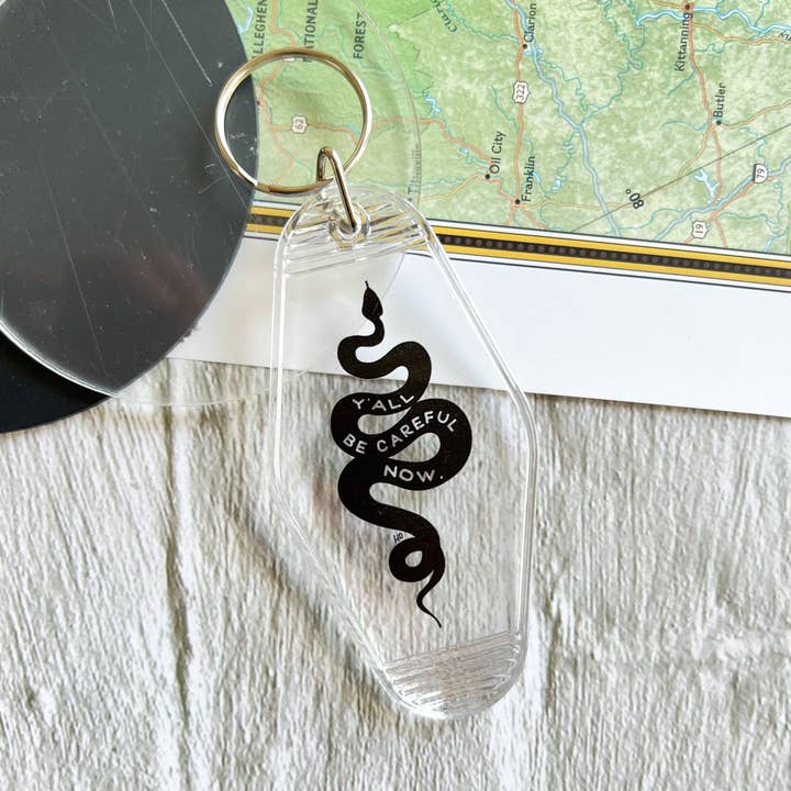 y'all be careful snake // motel keychain for wholesale by Hippie’s Daughter