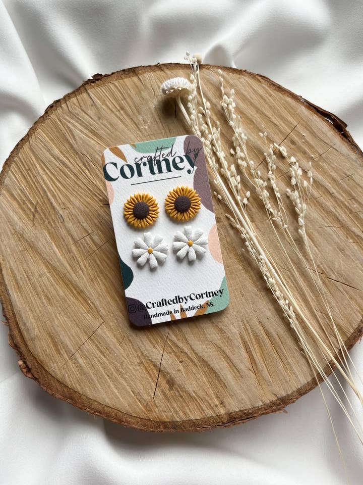 Sunflower / Daisy Stud Duo for wholesale by Crafted by Cortney