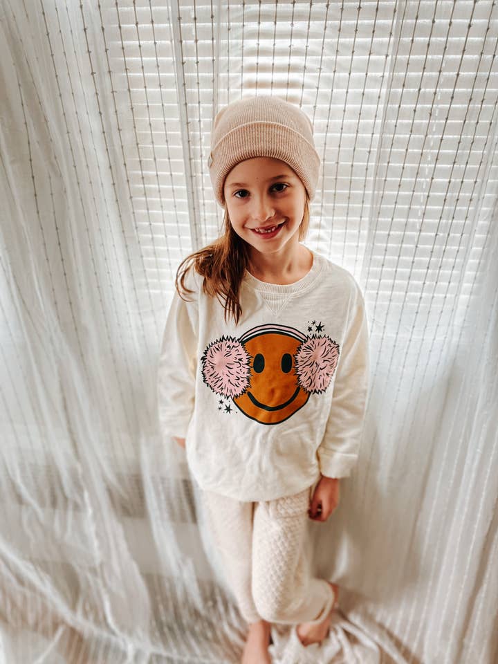 Kids Winter Smiley Sweatshirt for wholesale by Tulip+Olive