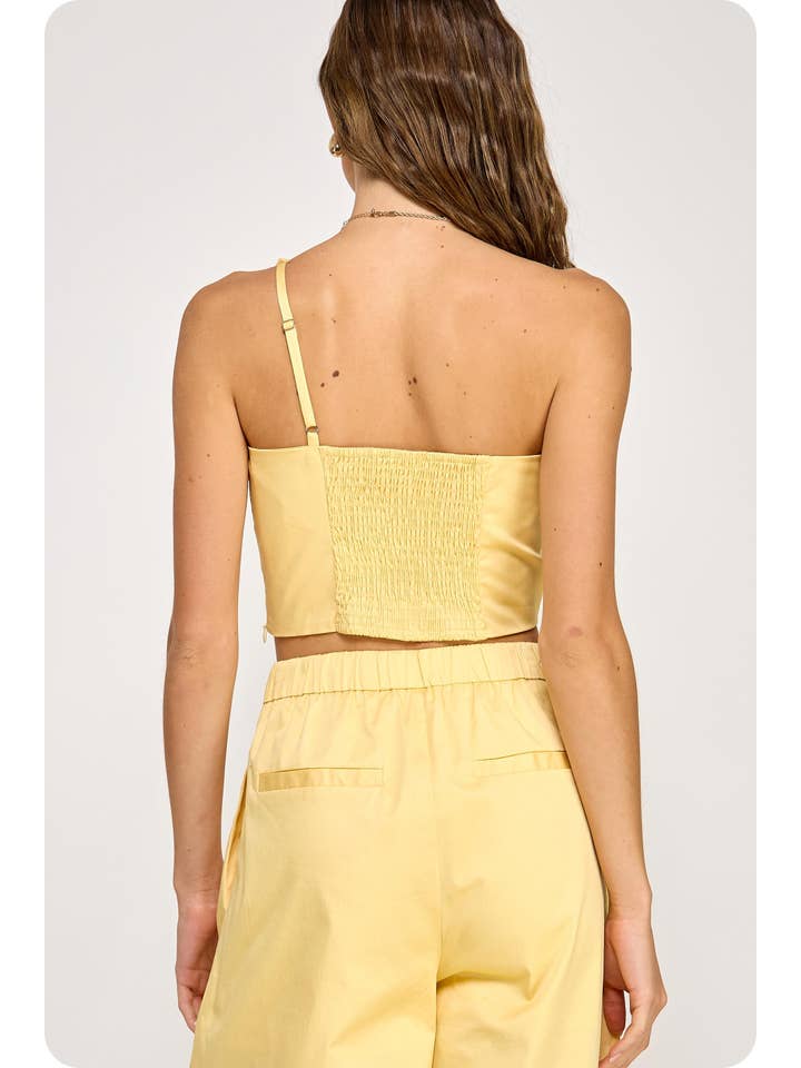 Strut & Bolt - Wholesale Shirt - Women's - One-Shoulder Knotted Flower Bow Crop Top5