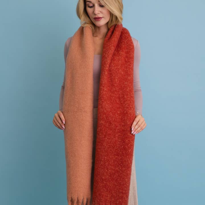 Leto Accessories - Wholesale Scarf - Unisex - Cozy Solid Two Tone Tassel Scarf8