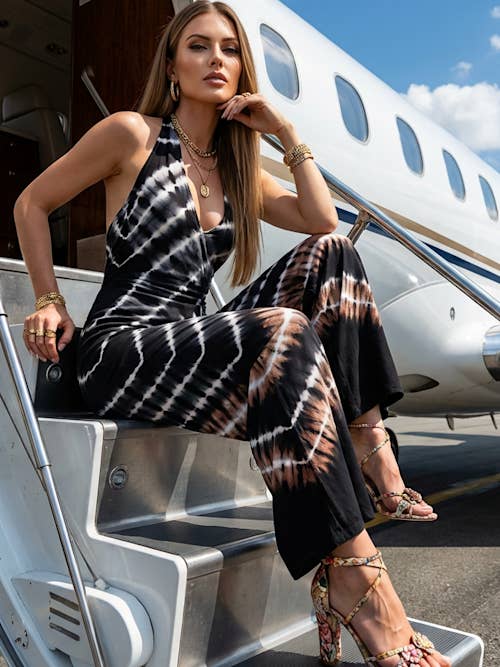 Long Jumpsuit in Hand-Dyed Premium Spandex for wholesale by Kinomy