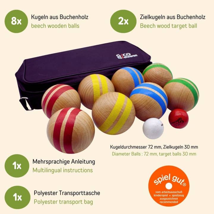 GICO Spielwaren - Wholesale Sporting Game - Kids & Baby - GICO Boccia Game Made of Solid Wood, 8 Balls, 7 cm1