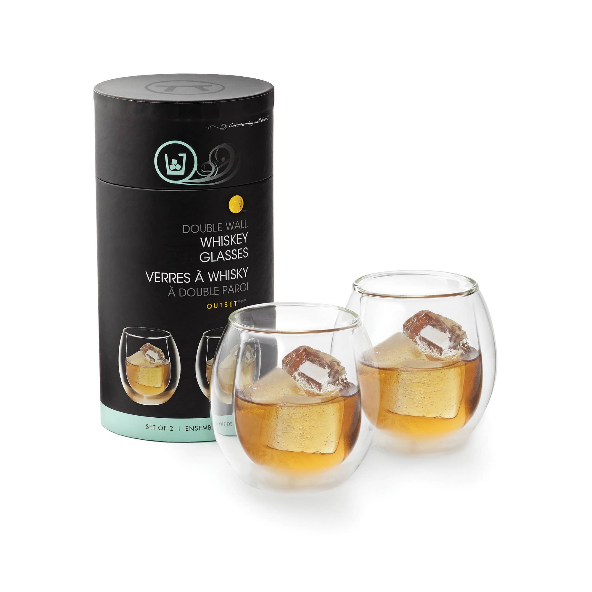 Fox Run Brands - Wholesale Cocktail/Liquor Glass - Outset Double Wall Whiskey Glasses Set, 6-Ounce3