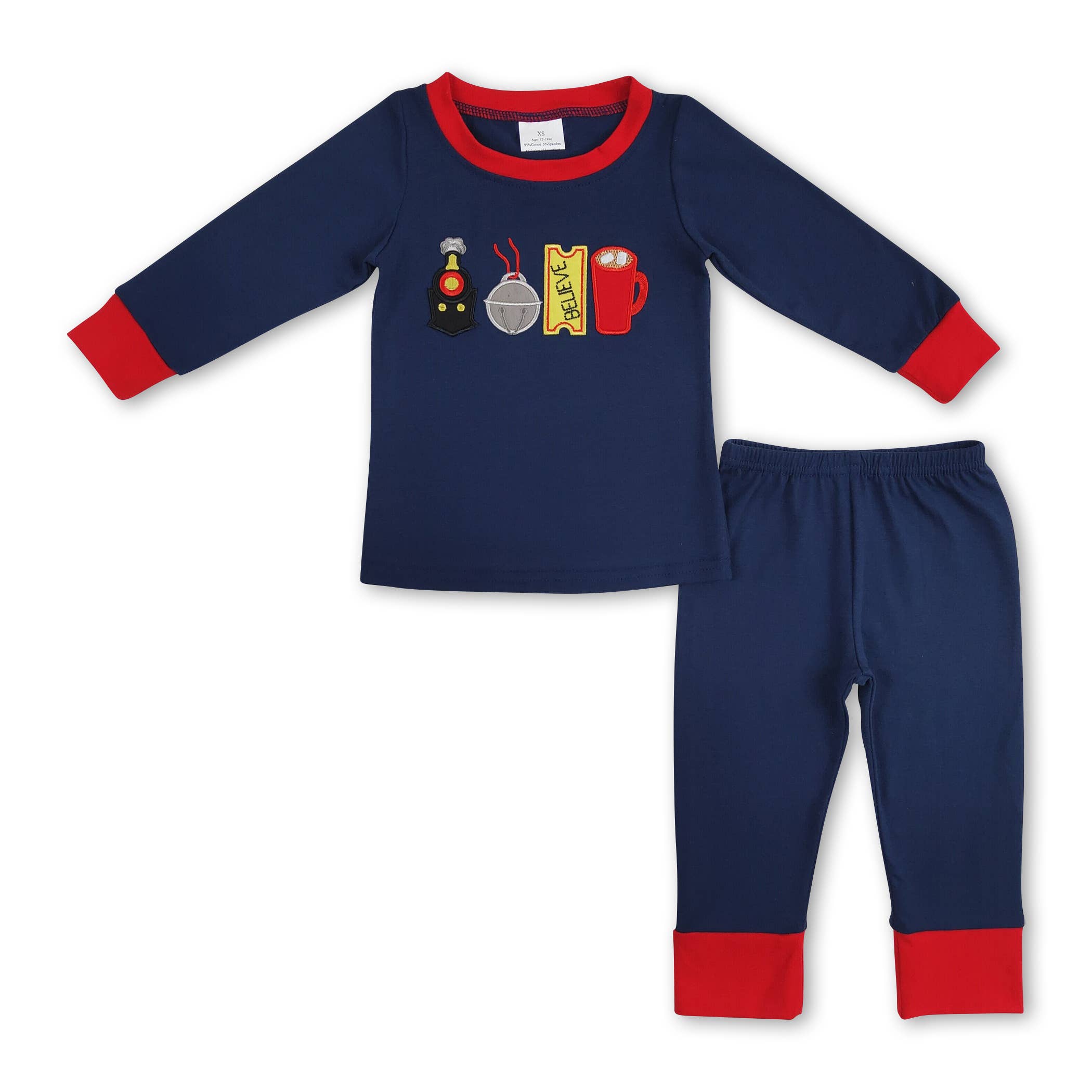 Yawoo Garments - Vente Haut et bas de pyjama – enfant - Pyjama de Noël Believe Train à manches longues pour filles1