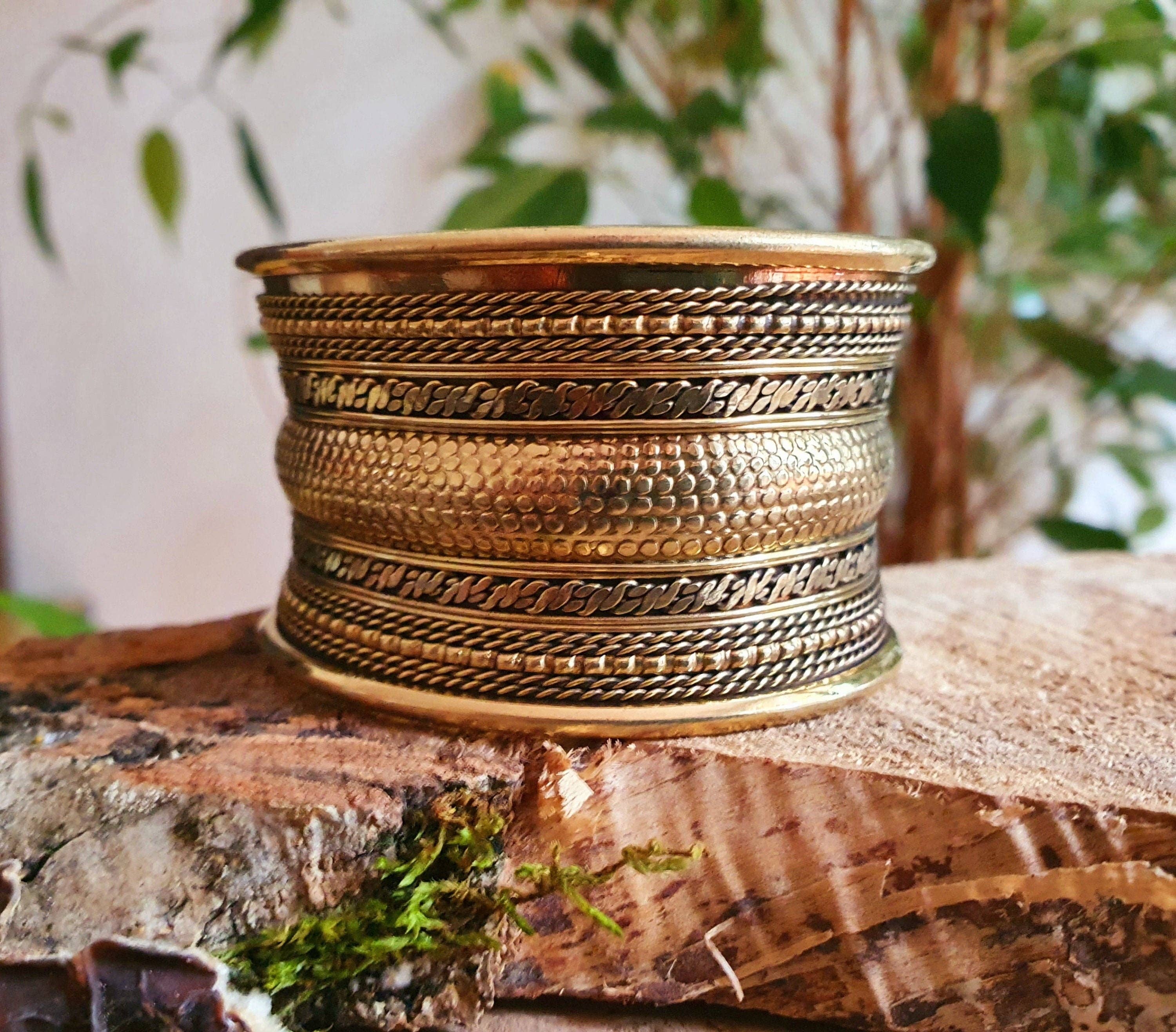 Kaali Boutique - Wholesale Cuff Bracelet - Textured Brass Cuff Bracelet / Tribal / Celtic / Boho / Ethnic / Rustic / Bohemian / Hippie / Gypsy / Jewellery / Adjustable / Unisex / Mens0