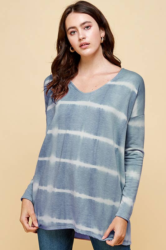 LA FIESTA – wholesale Tunika - Dam – TIE-DYE PRINT V-RINGAD TOPP10