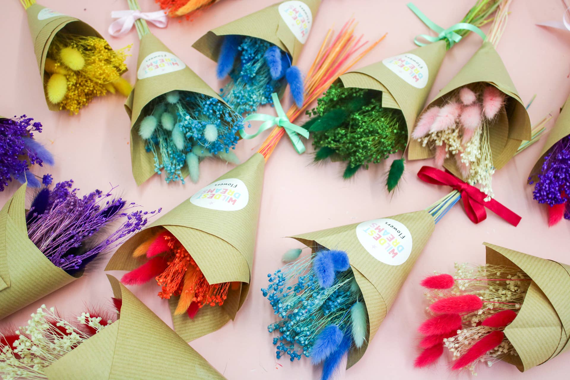 Wildestdreams.flowers - Wholesale Dried/Pressed Flowers - Orange Dried Mini Flower Bunches gift boxes 5