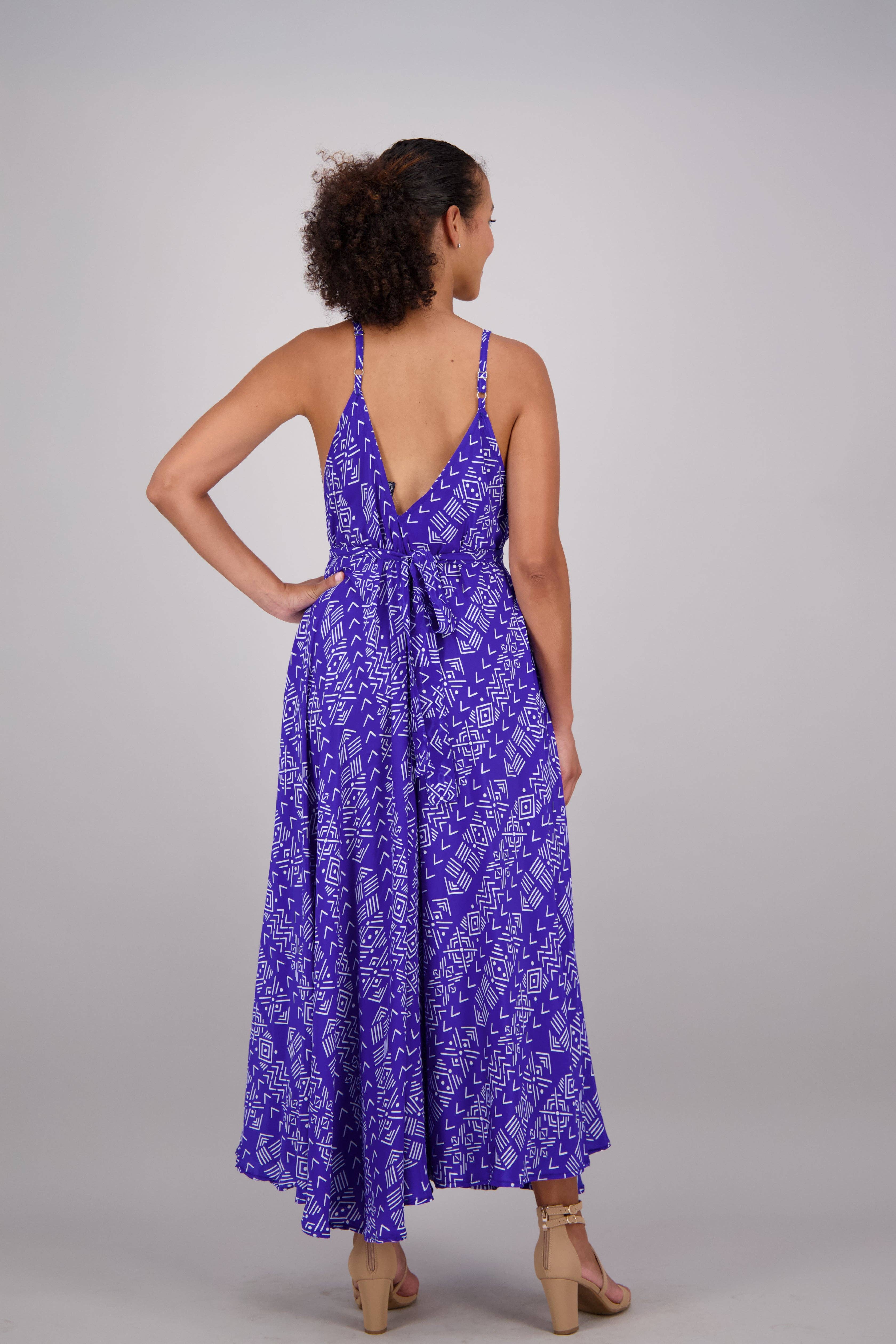 Advance Apparels - Wholesale Dress - Women's - Blue Tribal Print Maxi Dress AB160751