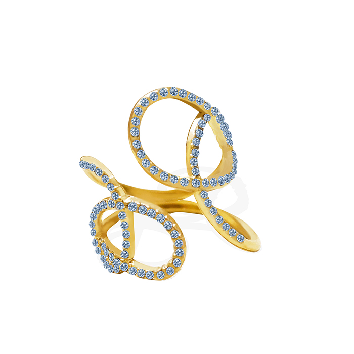 AMORINO SRL – Anel multi-pedra por atacado – ANEL ENTRELAÇADO COM STRASS - OY24624A47 OURO1