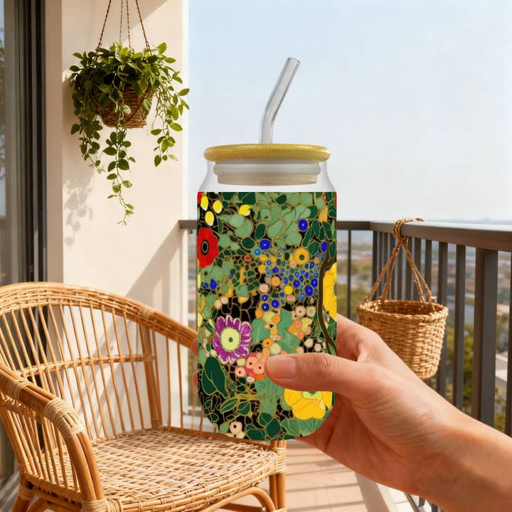 1 st UV-tryckt Monet-mästerverk transparent glaskopp för wholesale av Candles Meta