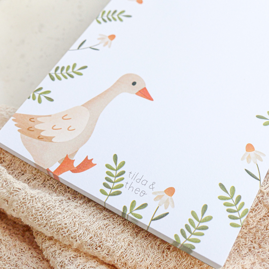 Tilda&Theo - Wholesale Notepad - Notepad Goose - A6 50 sheets cute animal pad shopping list1